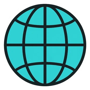 globe with latitude and longitude lines, lineal color style, black outlines sticker