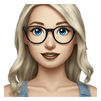 Hyper Realistic Balayage pale beautiful tattooed woman with glasses and blue eyes happy  sticker