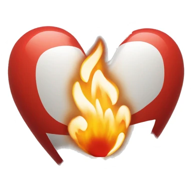 Cœur rouge avec une croix et du feu au dessus  sticker