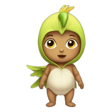 human baby in a bird costume sticker
