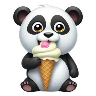 Panda eating ice cream sticker