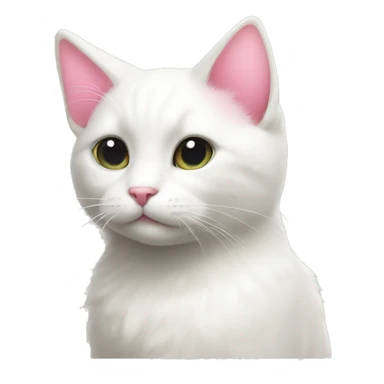 White cat with pink heart sticker