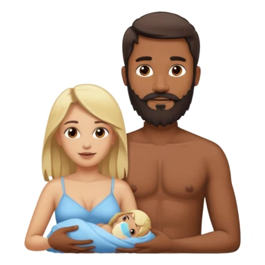 Indian man with beard holding naked blonde woman vagina sticker