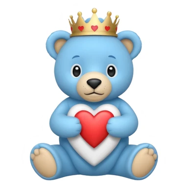 Oso con corona y corazones azules estilo iPhone  sticker