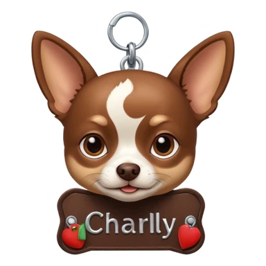 Chihuahua color chocolate, con un collar con su nombre "Charly" sticker