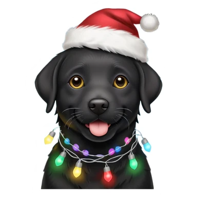 Charcoal Labrador with Christmas lights sticker