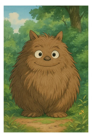 hairy creature ghibli style illustration sticker