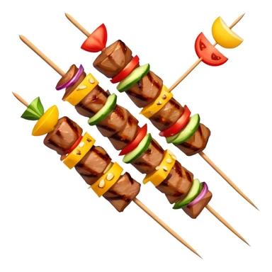 Street food skewer with grilled meat in emoji style sticker