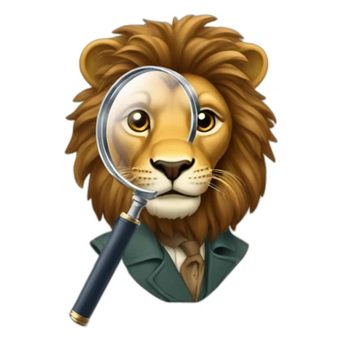 lion sherlock holmes magnifying glass sticker