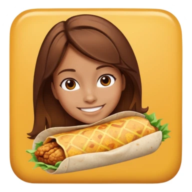 Girl with brown hair "resting chicken burrito face" sticker