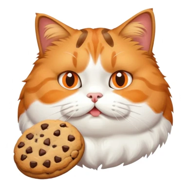 a fat cat eating a cookie sticker
