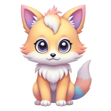 Kawaii colorful pastel ethereal anthro fursona Fakemon sticker