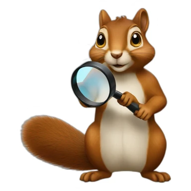 realistic detective squirrel holding a magnifying glass sticker