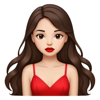brunette girl with long hair and red lipstick in dress sticker