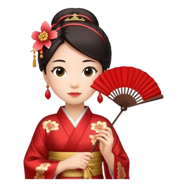 Kimono princess, red kimono with fan sticker