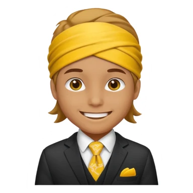 Character wearing yellow bandana and a suit sticker