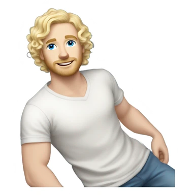 full body light curl blonde 30yo man blue eyed pale skin sticker