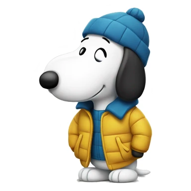 Snoopy with a puffer jacket sticker