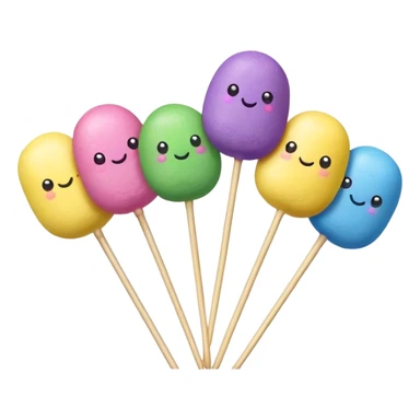 Colorful rainbow dango with five small rice dumplings on a stick in blue, purple, pink, yellow and green colors sticker