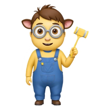 make me a minion cow while flossing and doing hair sticker