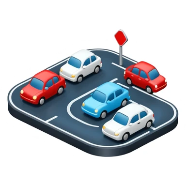 3D traffic icon, simple cars on road, traffic jam concept, smooth rounded shapes, minimal 3D style, blue white and black colors, small red accents for alerts, Waze style, clean design, no background
 sticker