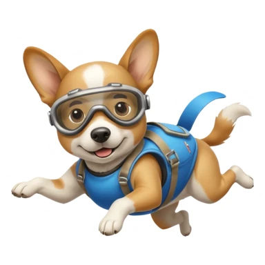 White and tan dog skydiving sticker