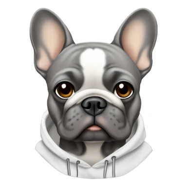 Grey French bulldog with tan tips in a hoodie  sticker