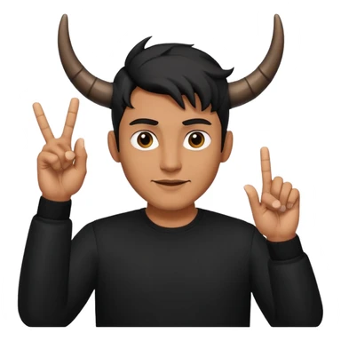 Un uomo vestito in nero che fa il gesto delle corna  sticker