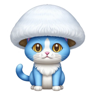 blue cat wearing white mushroom hat sticker
