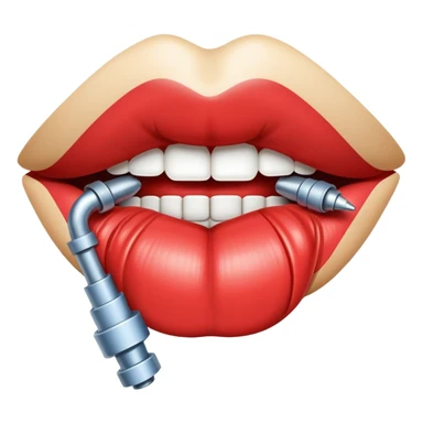 blueprint of lips biting sticker