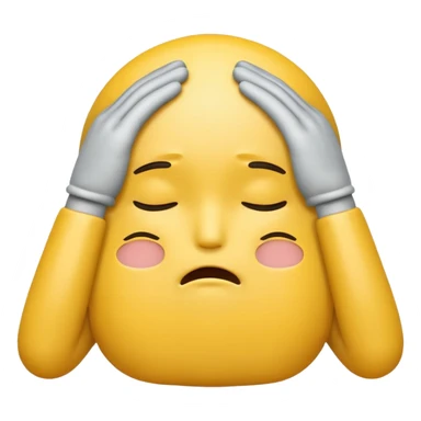 an emoticon holding its head with both hands out of exhaustion sticker