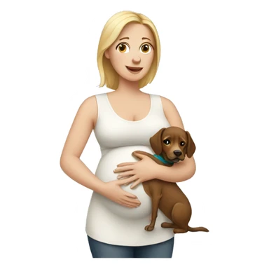 Pregnant white woman with dog sticker