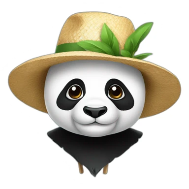 panda with a straw hat sticker