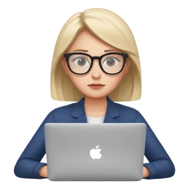 create emoji of her coding and looking at her macbook sticker
