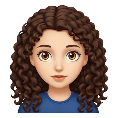 white girl with long dark curly brown hair brown eyes  sticker