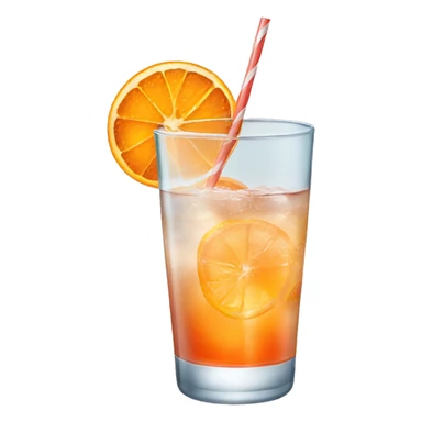 glass of SPRITZ WITH a little ICE, STRAW and slice of orange sticker