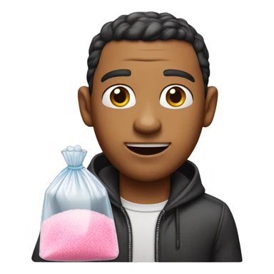 “The pink panther” movie character holding a clear zip lock bag with salt in it sticker