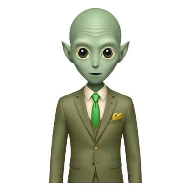 Green tall alien wearing Louis Vutton suit sticker