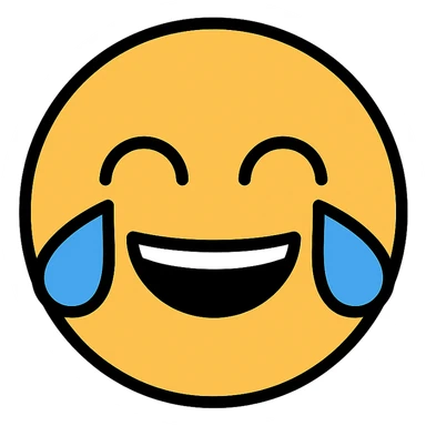 laughing face emoji, modern icon style, clean lines, simple shapes sticker