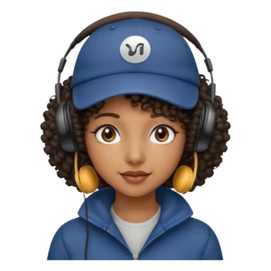 curly haired with headphones in and  black girl with cap sticker