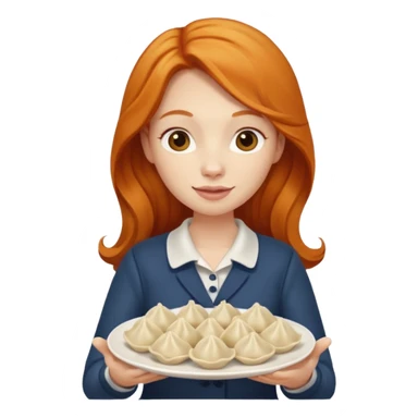 holding dumpling plate ginger woman long hair sticker
