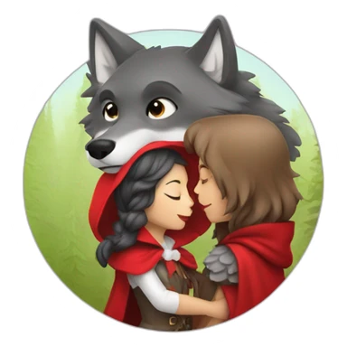 little red riding hood kissing wolf sticker