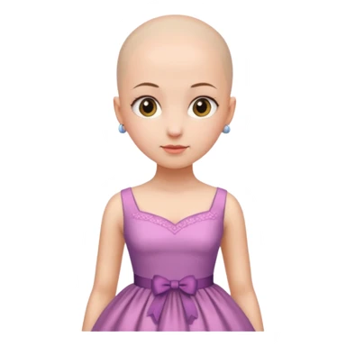 create pretty girl with bald head and pretty dress shot is waist close sticker