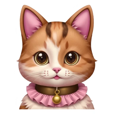 neko with big eyes, bell ruffle coller pink brown cat happg eyes sticker