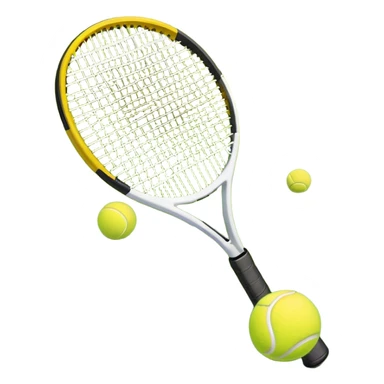 A tennis racket and ball on a grass or hardcourt surface, symbolizing the sport. The racket has a sleek design with tightly strung strings, while the bright tennis ball rests nearby, capturing the essence of precision, agility, and competition. sticker