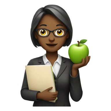 Women teacher with an Apple sticker