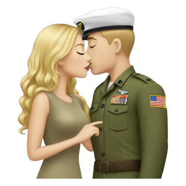 Army white boy with girlfriend kiss sticker