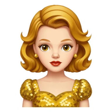 Judy Garland with long golden brown hair, yellow sequin dress sticker