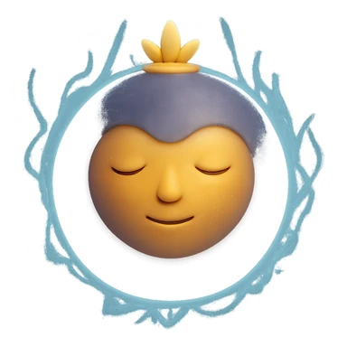 Make the smile more subtle and gentle. Enhance the ball to feel like a mystical, magical aura guide, with ethereal glow and a sense of wisdom. Keep the 3D emoji style. sticker