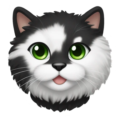 black fur cat with green eyes and white fur around lips  sticker